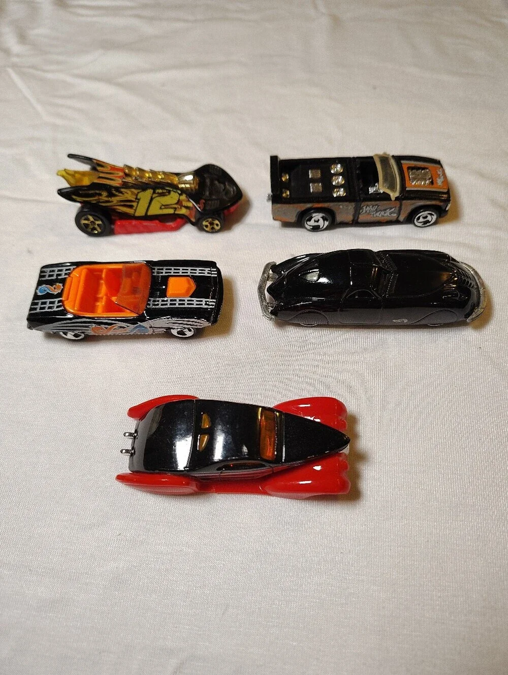 Hot Wheels Vintage Diecast Car Lot 80s-2000 Collectible Race Cars Black & White